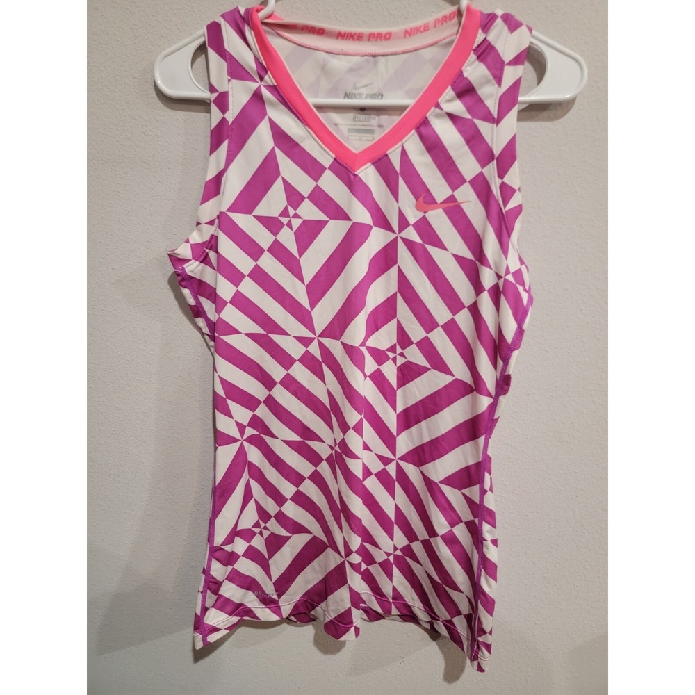 Nike Pro Fitted Women's Dri Fit Tank Sleeveless Top, V-Neck  Sz M